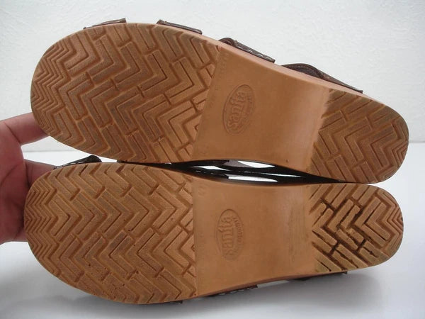 Womens 11.5 12 42 Dansko Sanita Monika Brown Leather Sandals Slide Clogs Denmark