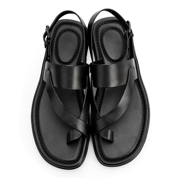 Roman Style Open Toe Sandals Slingbacks Casual Real Leather Mens Shoes Flats New