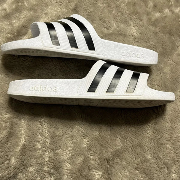 Adidas Adilette Aqua Slides Sandals White/Black Waterproof  - Womens Size 10 VGC