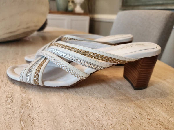 Eric Javits 10.5 N Cross Strap Block Heel Sandals Worn 1X