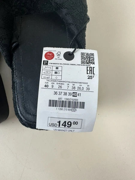 Zara Platform Slide Sandal - Black With Lace - US 9 - Style: 1390/210/800
