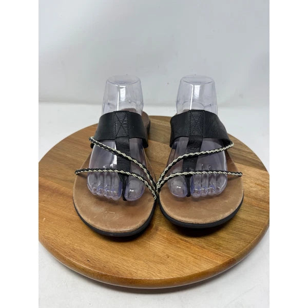 Merrell Amber Black Leather Braided Strap Sandals Women's US 10 Thong