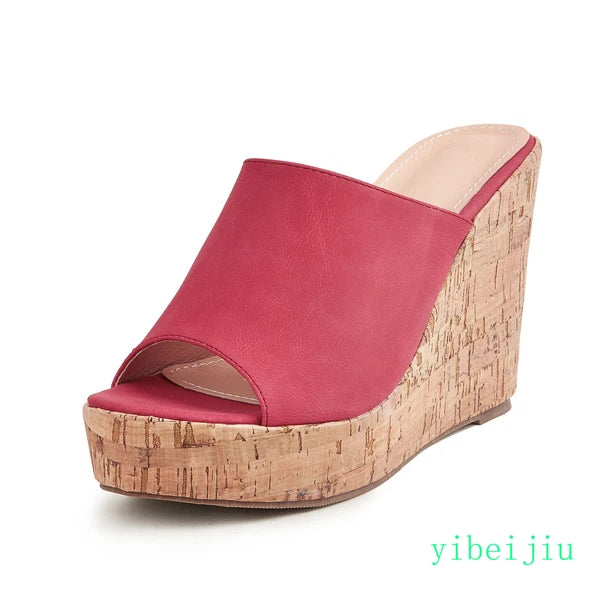 Women's High Wedge Heel Platform Mules Open Toe Sandals Slingbacks Slipper Slide