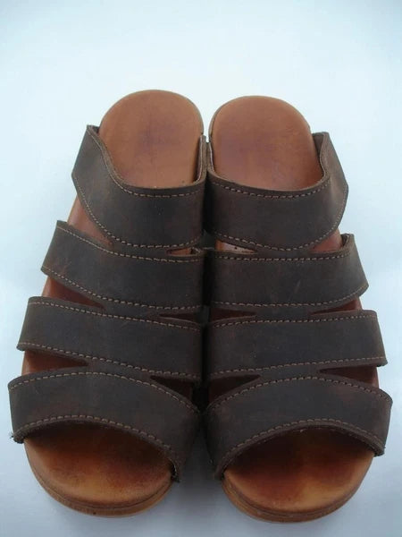 Womens 11.5 12 42 Dansko Sanita Monika Brown Leather Sandals Slide Clogs Denmark