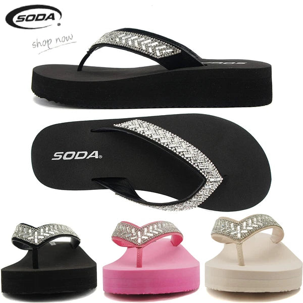 Women Flip Flop Sparkling Jewel Rhinestone Fashion Thong Sandals SODA LEROY-S