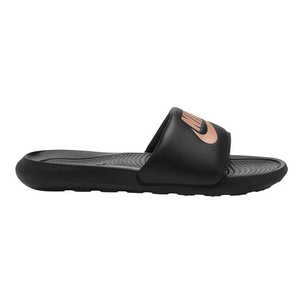 NIKE Victori One Slide Women's Black & Red Bronze Swoosh Sandals SZ 9, 10 New