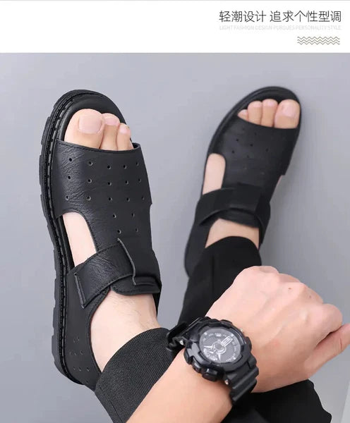 Roman Style British Open Toe Men's Sandals Fashion Hollow Out Flats Shoes Summer