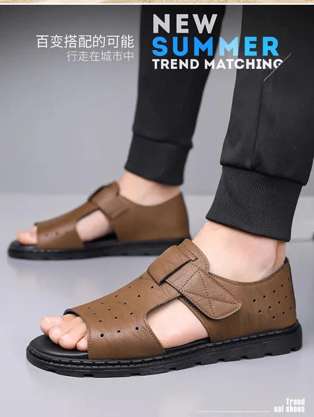 Roman Style British Open Toe Men's Sandals Fashion Hollow Out Flats Shoes Summer