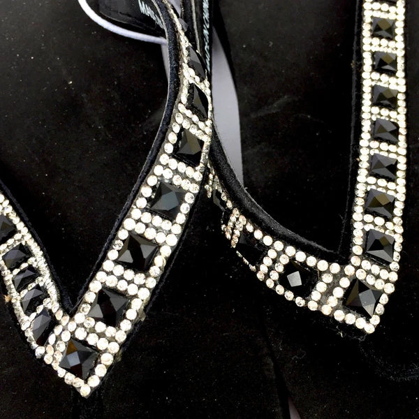 Yellow Box Womens Flip Flops Saydee Sparkle Jeweled Rhinestone Black Sandals