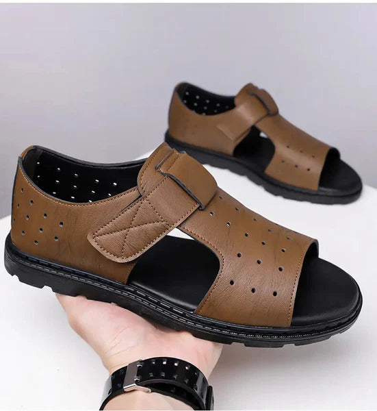 Roman Style British Open Toe Men's Sandals Fashion Hollow Out Flats Shoes Summer