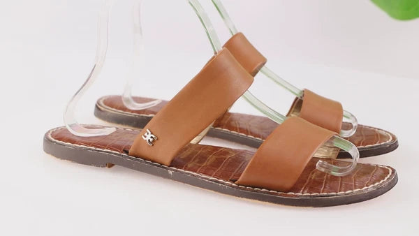 Sam Edelman Womens Gala Sandal Size 9 Cognac Tan Leather Slide Strappy Resort x