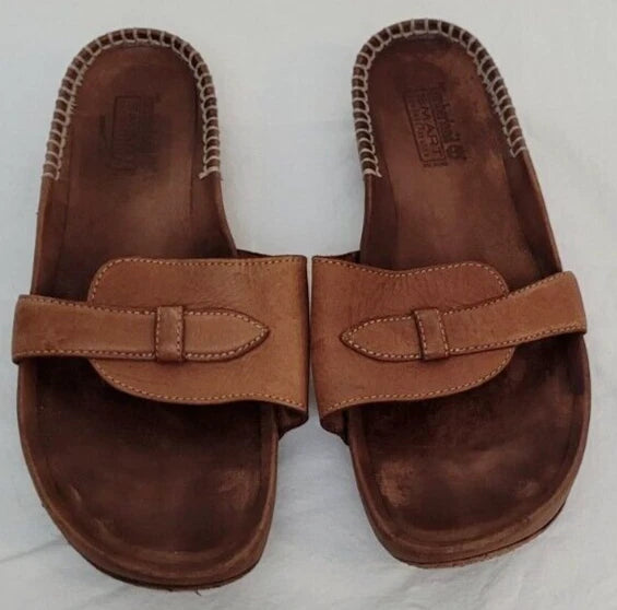 Timberland Womens Slide Sandals Brown Leather Smart Comfort System Size 10 M