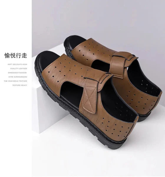 Roman Style British Open Toe Men's Sandals Fashion Hollow Out Flats Shoes Summer