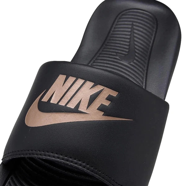 NIKE Victori One Slide Women's Black & Red Bronze Swoosh Sandals SZ 9, 10 New