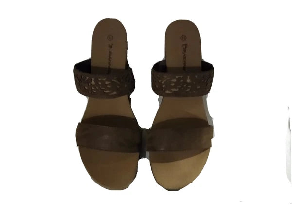 Bear Paw Noelle Dark Brown Slide Wedge Hill Sandals Size 11 Strappy Super Cute
