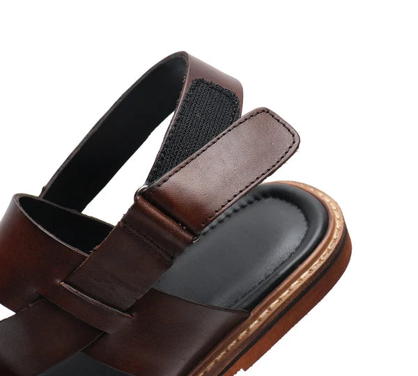 Open Toe Sandal Casual Real Leather Mens Beach Shoes Flats Roman Style Summer 44