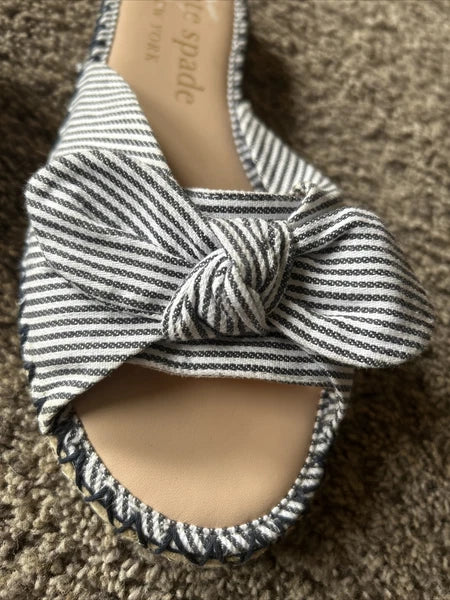 Womens Kate Spade Saltie Shore Sandal Slide Style Canvas Leather US 8.5 eu 39