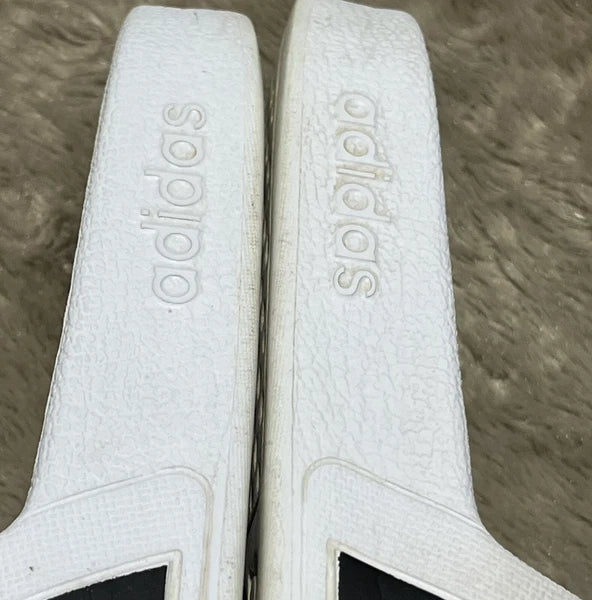 Adidas Adilette Aqua Slides Sandals White/Black Waterproof  - Womens Size 10 VGC