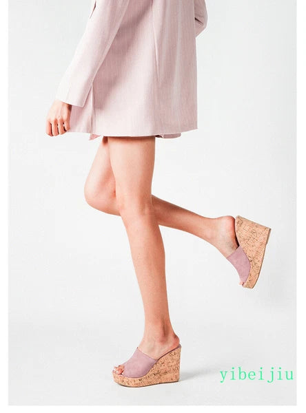 Women's High Wedge Heel Platform Mules Open Toe Sandals Slingbacks Slipper Slide