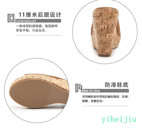 Women's High Wedge Heel Platform Mules Open Toe Sandals Slingbacks Slipper Slide