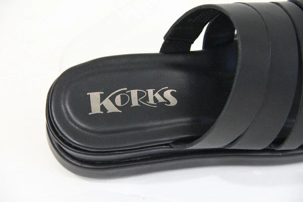 Korks Mya Sandals 6 New Women Wedge Heel Platform Shoe Y2K style Black Leather