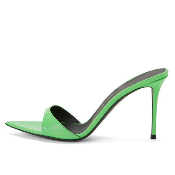 Women's High Heel Pointed Open Toe Mules Slides Sandals Dress Party Shoes Ladies