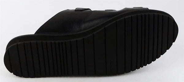 $150 KENNETH COLE HANSON Black Leather Designer Comfy Flat Sandals 9 M
