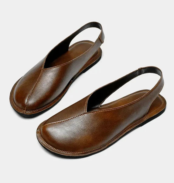 Mens Closed Toe Slingback Sandal Fashion PU Leather Formal business shoes Summer
