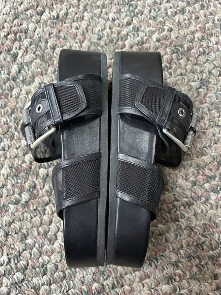 Rag & Bone Evin Mesh & Leather Black Platform Sandals Women’s Size 35