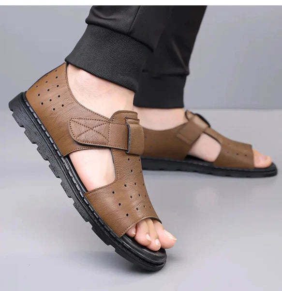 Roman Style British Open Toe Men's Sandals Fashion Hollow Out Flats Shoes Summer