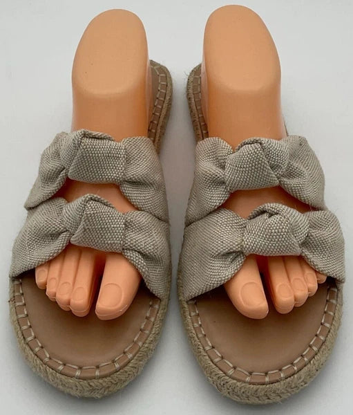 A.New.Day Miriam Double Knotted Natural Hemp-Style Espadrille Slide Sz 11