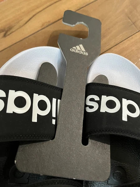 Adidas Women Black/White Adilette Slide Sandals Size 11 Style G28695 Free Ship