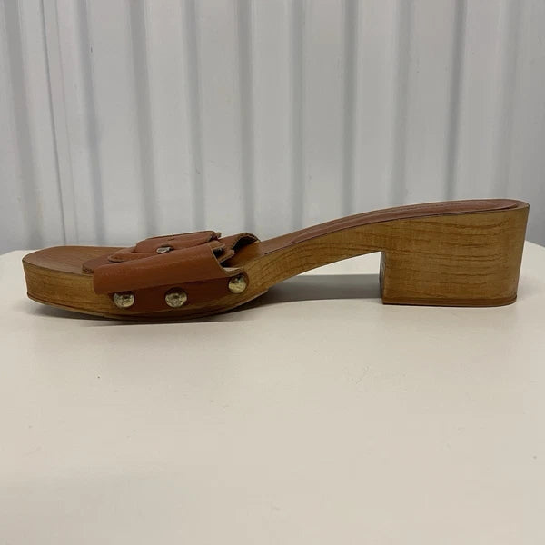 Intentionally Blank Marc Clog Canyon Wooden Heel Slip On Sandals Womens 38/8