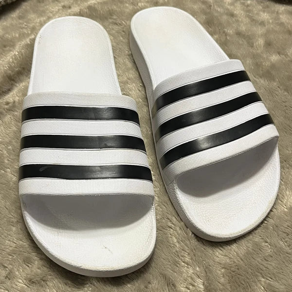 Adidas Adilette Aqua Slides Sandals White/Black Waterproof  - Womens Size 10 VGC
