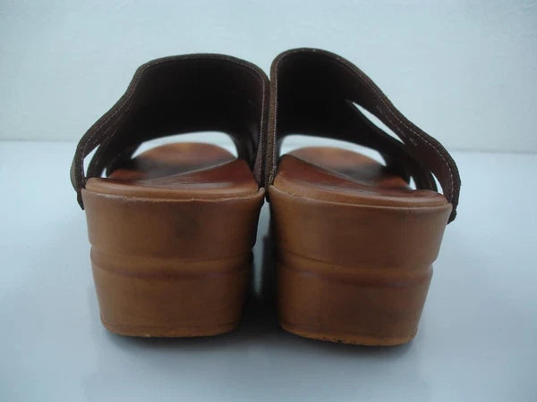 Womens 11.5 12 42 Dansko Sanita Monika Brown Leather Sandals Slide Clogs Denmark