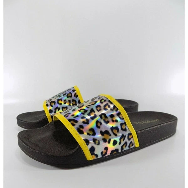 Wide Fit Sandals Flat Slide Size 5 Womens Animal Print Low Shoes Beach Holiday