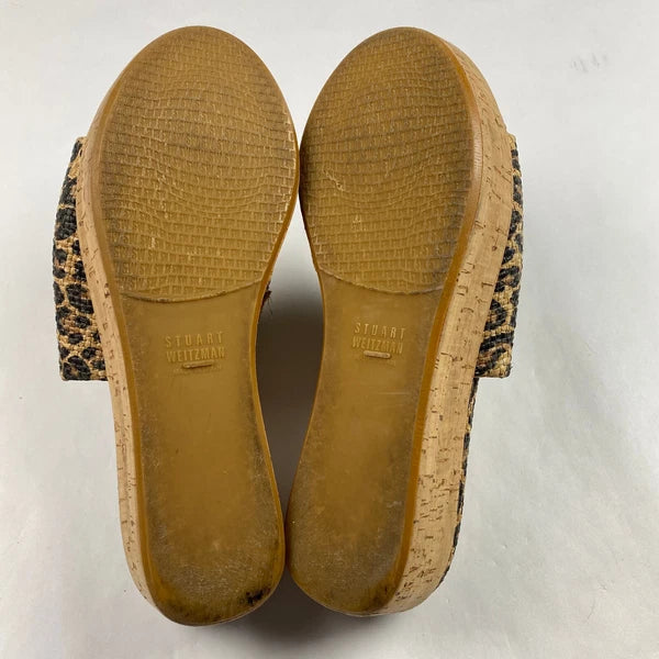 Stuart Weitzman Flatout Leopard Print Wedge Sandal Slide Women's Size 8