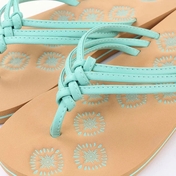 Aqua Women Anti-Slip Floral Flat Sandals Fashion Summer Beach Outdoor Flip Flop