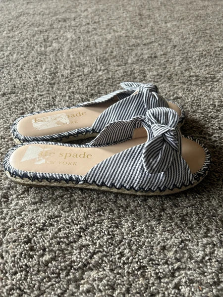 Womens Kate Spade Saltie Shore Sandal Slide Style Canvas Leather US 8.5 eu 39