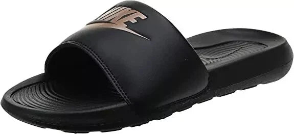 NIKE Victori One Slide Women's Black & Red Bronze Swoosh Sandals SZ 9, 10 New
