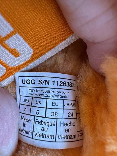 Ugg Womens Disco Knot Slide Sandals Size 7 Orange Fuzzy Platform Slingback Y2K