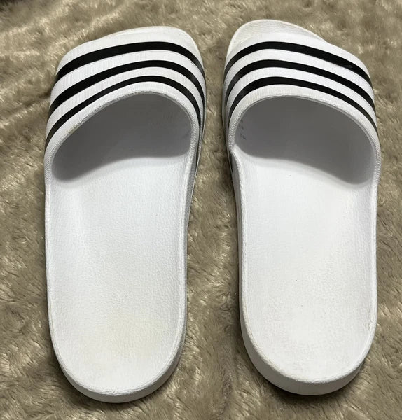 Adidas Adilette Aqua Slides Sandals White/Black Waterproof  - Womens Size 10 VGC