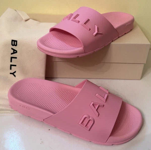 Bally Switzerland Women's Pink “Taffy” Rubber Slide Sandals New NIB Italy
