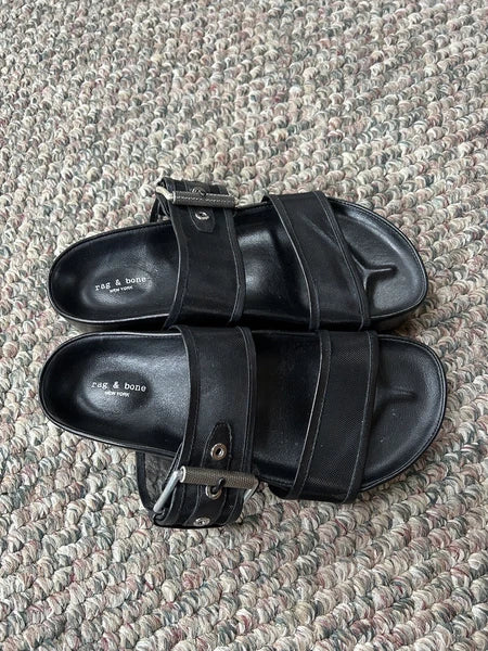 Rag & Bone Evin Mesh & Leather Black Platform Sandals Women’s Size 35