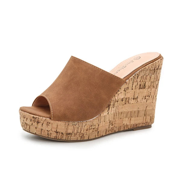 Women's High Wedge Heel Platform Mules Open Toe Sandals Slingbacks Slipper Slide