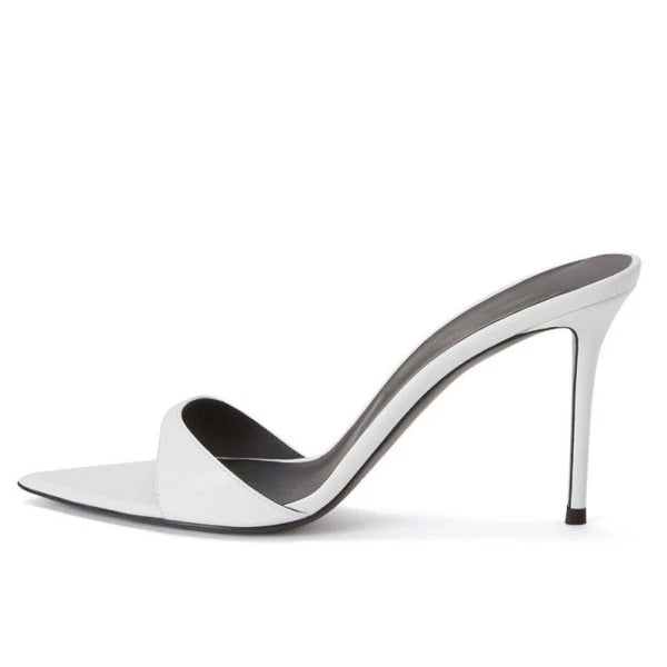 Women's High Heel Pointed Open Toe Mules Slides Sandals Dress Party Shoes Ladies