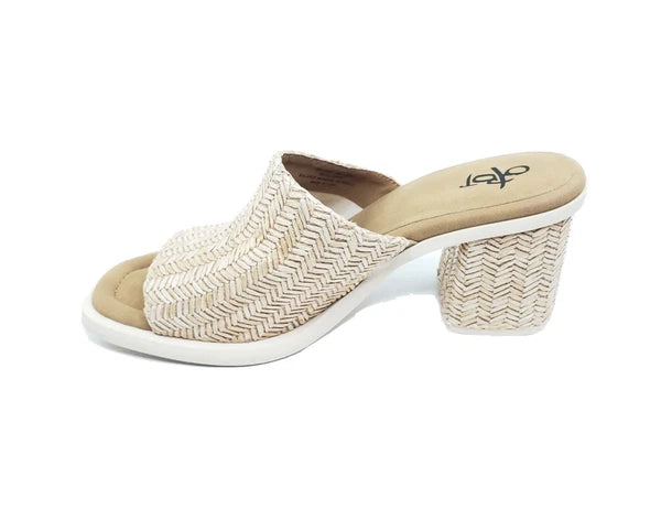 Bravura Woven Slide Sandals Natural Raffia Block Heel Womens Size 10M
