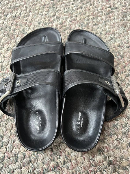 Rag & Bone Evin Mesh & Leather Black Platform Sandals Women’s Size 35
