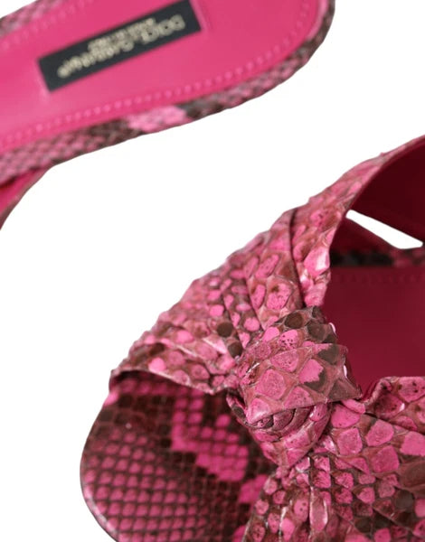 DOLCE & GABBANA Shoes Pink Python Leather Kitten Heels Slides EU37/US6.5 1200usd