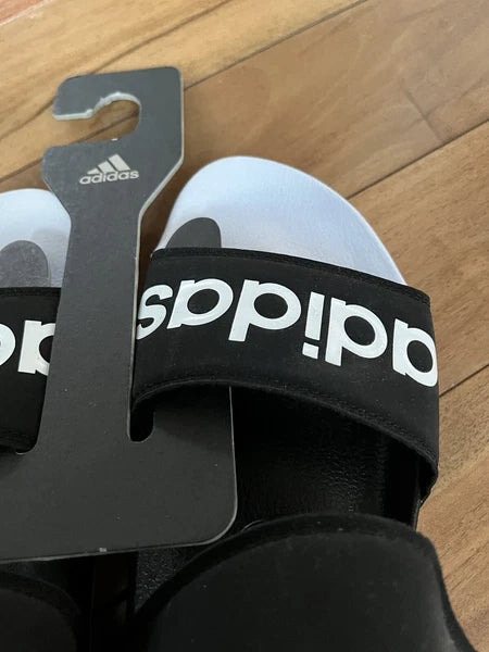 Adidas Women Black/White Adilette Slide Sandals Size 11 Style G28695 Free Ship